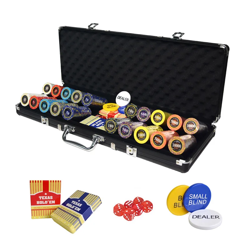 500 шт. алмазные глиняные покерные чипсы, наборы для Техасского холдема для покера, алюминиевые чипсы для клуба вечерние, набор бесплатных аксессуаров для покера jeton