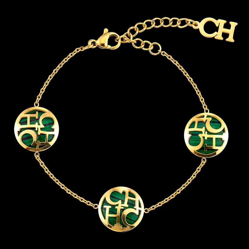 

Простой браслет Lanruisha из нержавеющей стали, разные цвета, буквы ch shell, женский браслет, Классические повседневные модные украшения