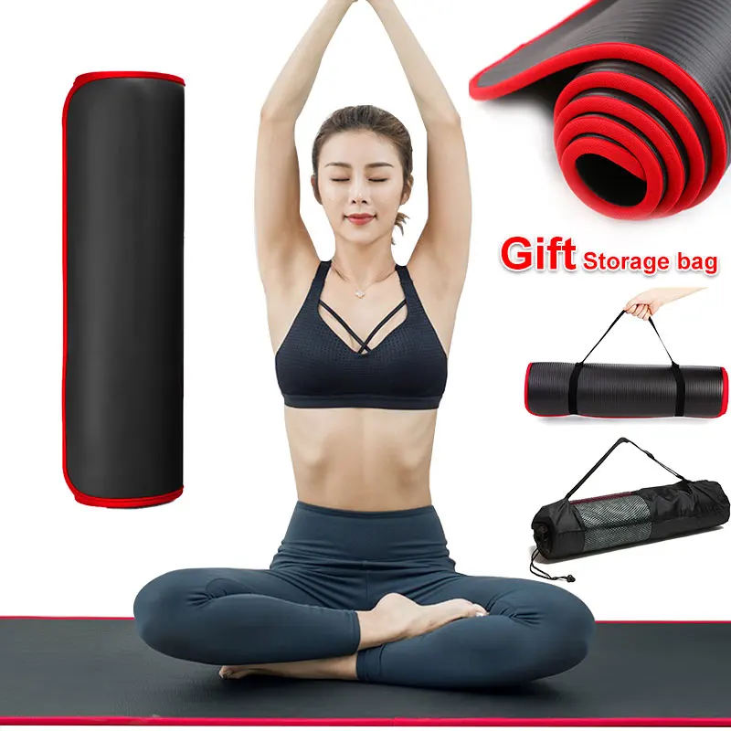 

10MM Non-Slip Yoga Mat 183cmX61cm Thickened NBR High Quality Exercise Gym Mat Tasteless Pilates Fitness Pads Gift Yoga Mat Bag