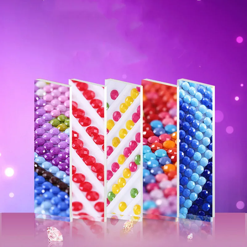 Алмазная живопись 5D Павлин мозаика розового и фиолетового цветов с рисунком