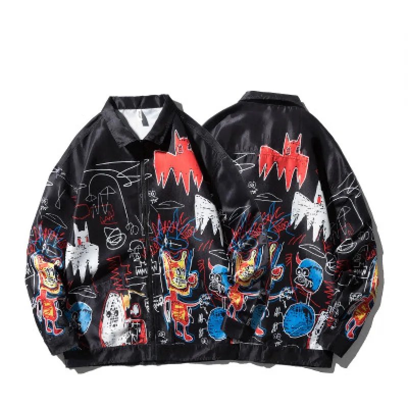 

2020 Spring and Autumn new casual loose men‘s denim jacket hip hop streetwear coat fashion printed jacket