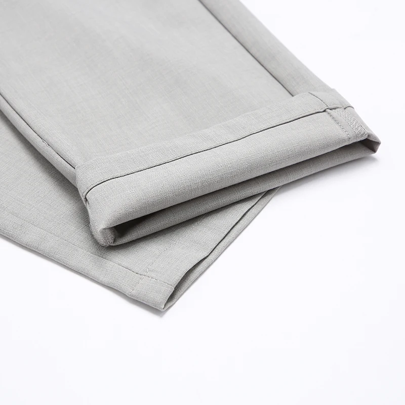 

2021 spring summer luxury high quality lightweight pants classic embroidery business casual men's straight trousers gray khaki