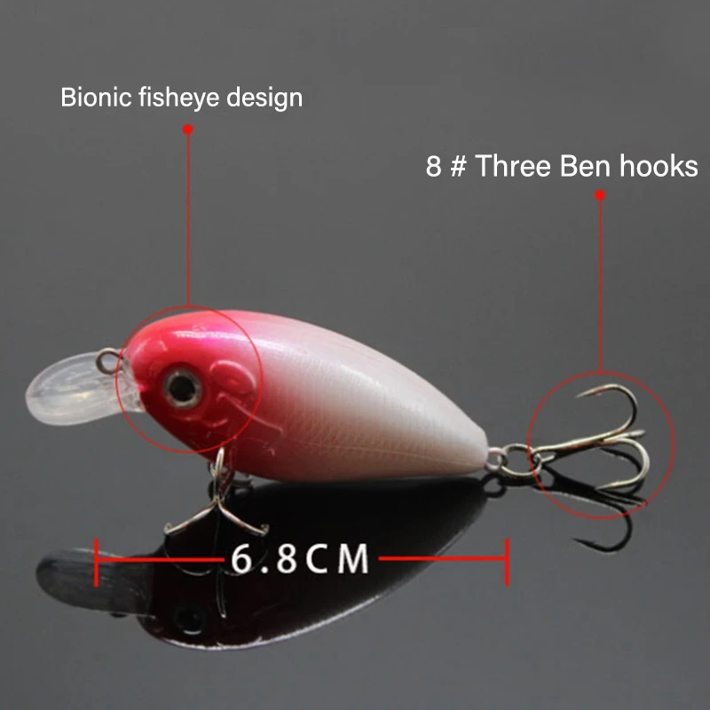 Жесткая пластиковая приманка с красной головкой набор рыболовных приманок