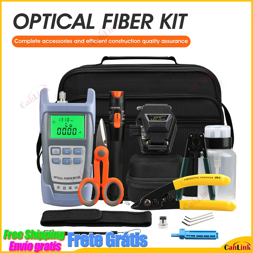 

Fiber Optic FTTH Tool Kit with AUA-6C Fiber Cleaver Optical Power Meter 10MW Visual Fault Locator Optional
