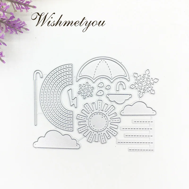 WISHMETYOU Зонт набор в цветах радуги погода Солнце Дождь облака Снежинка штампы и