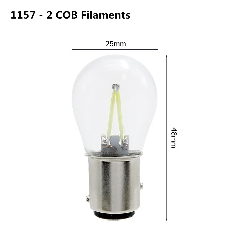 1157 - 2 COB Chips 1 шт.: ANBLUB P21W BA15S 1156 BAY15D 1157 авто фары для автомобилей COB Светодиодная лампа накаливания включение света задние тормоза лампы, сигнализирующий фонарь 12V огни DRL - Испускаемый цвет: 1157 - 2 COB Chips