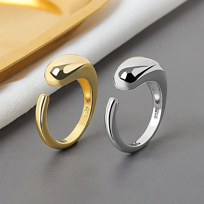 

925 sterling silver Drop shape winding rings silver personality open rings for women 2019 new creative jewelry