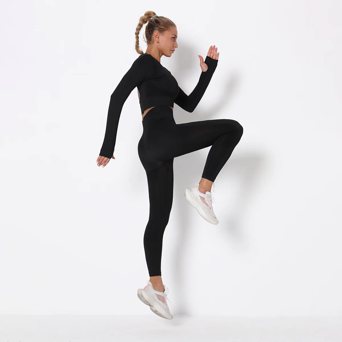 

Seamless Hollow Yoga Clothing Suit Hip-lifting Yoga Pants Sports High Waist Tight Fitness Top Women Two Piece Yoga Set Women
