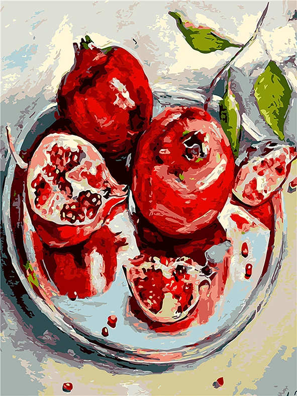 

still life fruit acrylic paint wall decoration drawings by numbers with pomegranate oil paint paints by numbers