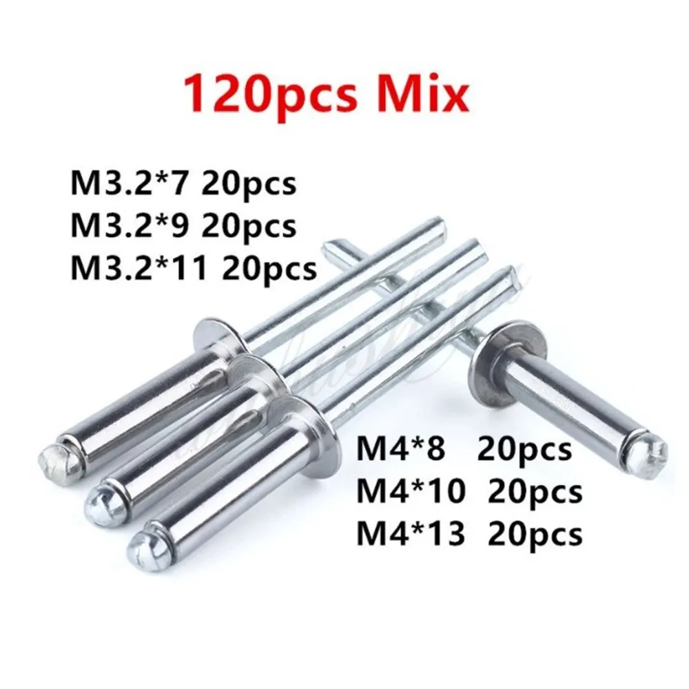

120Pcs Aluminum Rivets For Polish Aluminum Wheels M3.2*7/9/11 M4*8/10/13 GB12618 Aluminium Blind Rivets Nail Rivets Fast Ship