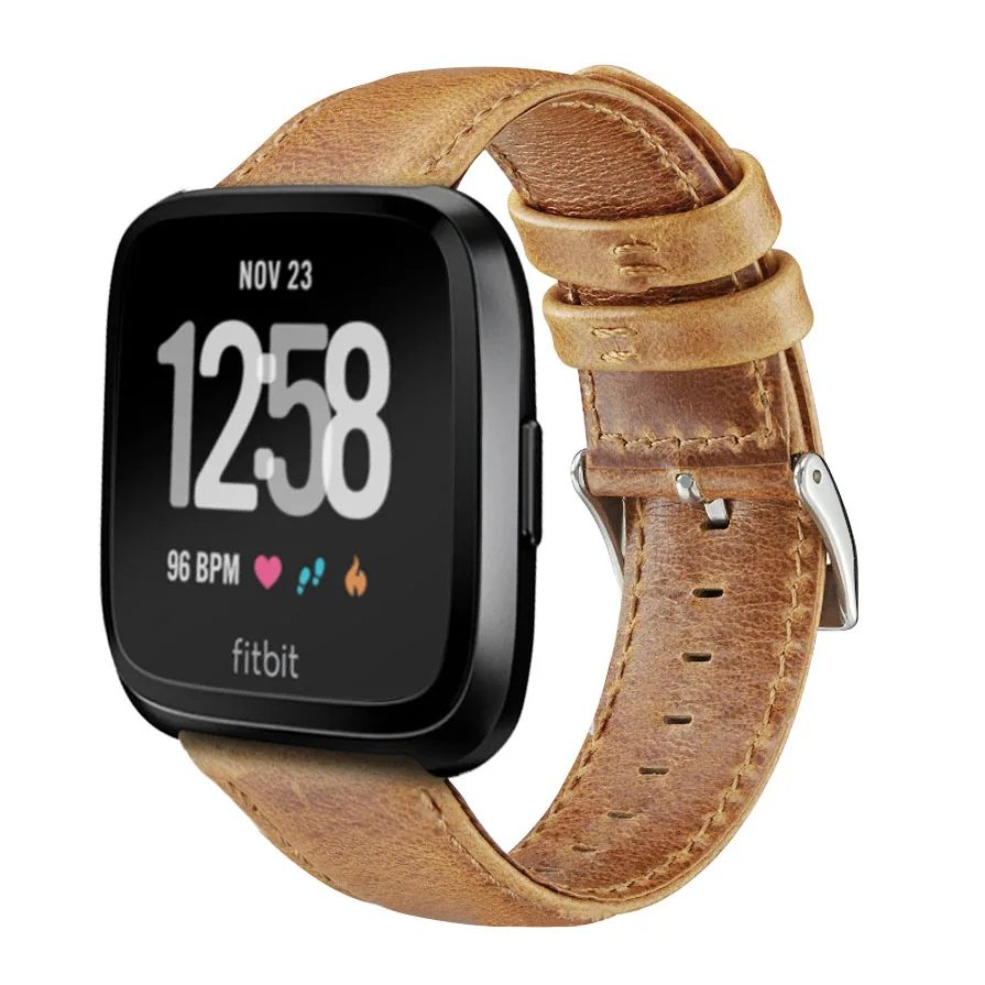 Прочный кожаный браслет ремешок для Fitbit Versa фитнес Браслет женские мужские Смарт
