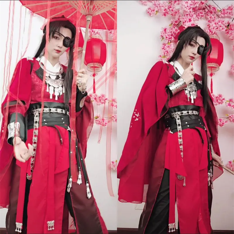 

Костюм Хуа Чэн из аниме Tian Guan Ci Fu, косплей, небесный официальный костюм хуачэн, красный костюм для мужчин и женщин, китайское аниме