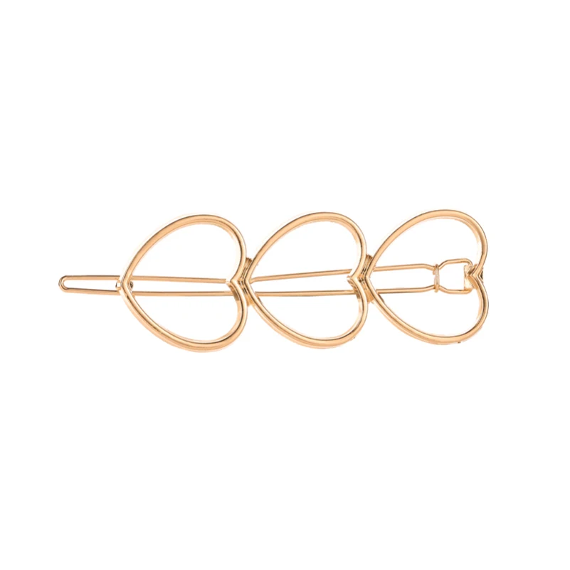 

Простые полые металлические заколки с тремя сердцами из сплава с золотым и серебряным покрытием заколки для волос и Заколки головные уборы ...