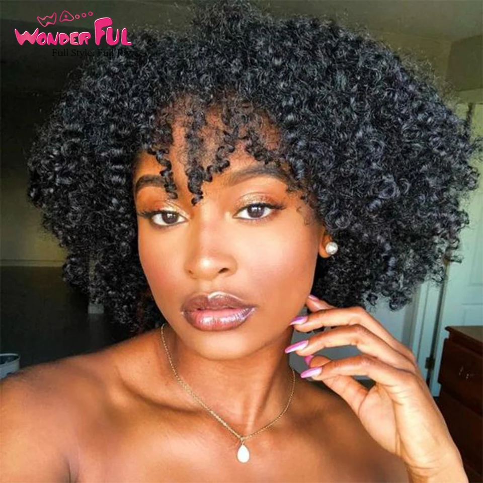 

Short Afro Kinky Curly Wigs Human Hair Wigs For Black Women Ombre P1b/30 Wigs Full Machine Made 100% Human Wigs Brazilian Remy