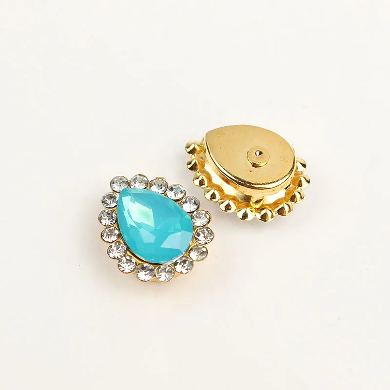Sky blue Opal Gold Коготь чашки Стразы смешанные цвета сияющие кристаллы стеклянные камни отделка Золотая основа не горячей фиксации пришить стразы для одежды - Цвет: Sky blue Opal Gold