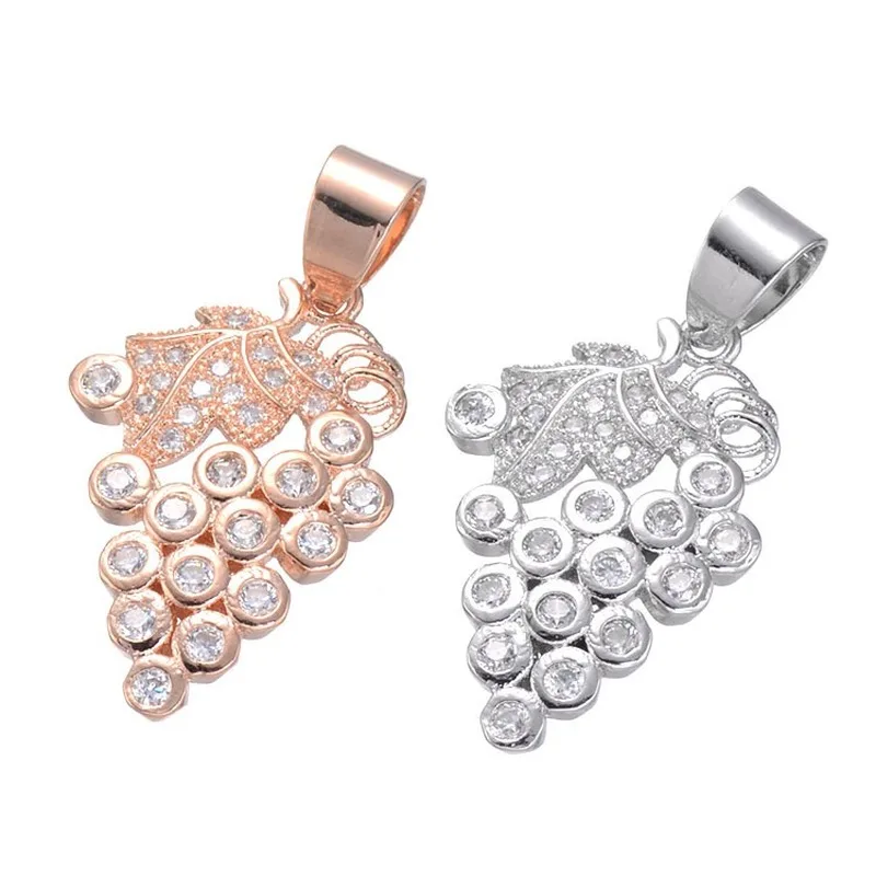 Медные инкрустированные циркон винограда милое колье с подвеской CZ кулон без