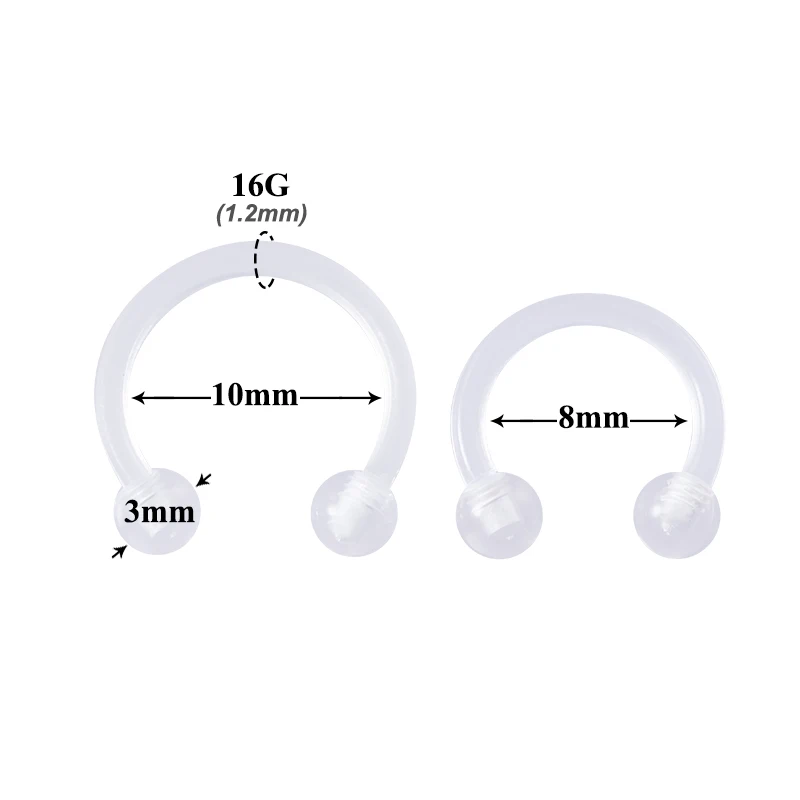 Кольцо для носа 5 шт. кольцо перегородки гибкое бровей губ Пирсинга Ушей из акрила