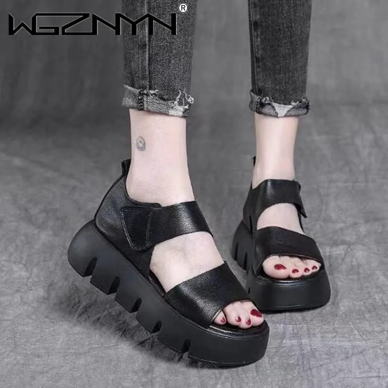 

Новинка летние мягкие кожаные сандалии на толстой подошве для пианино