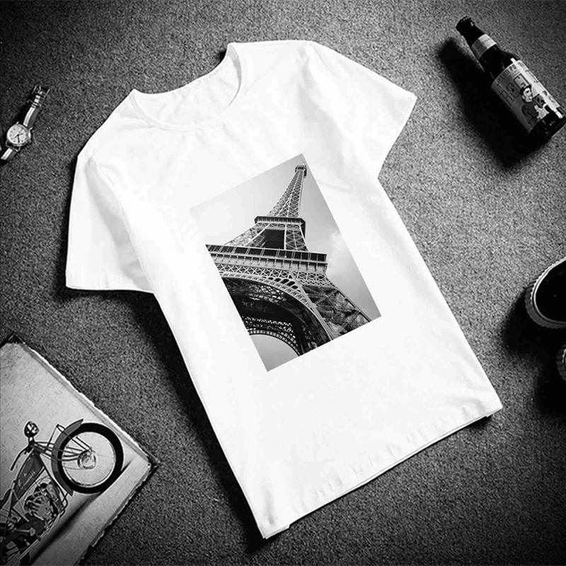 

Fashion T-shirt Women Paris Photography Art Printing Womens T Shirt Harajuku Short Sleeve Summer White Tshirt Top Tees
