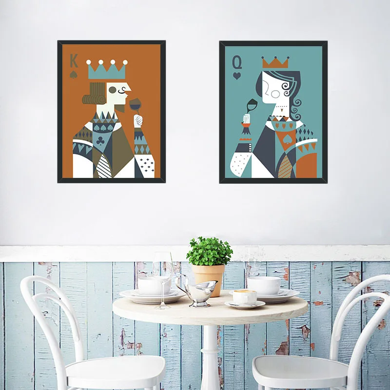 

Покерная игральная карта K Q холст живопись маслом семейная спальня гостиная Декоративная Настенная картина настенное искусство холст