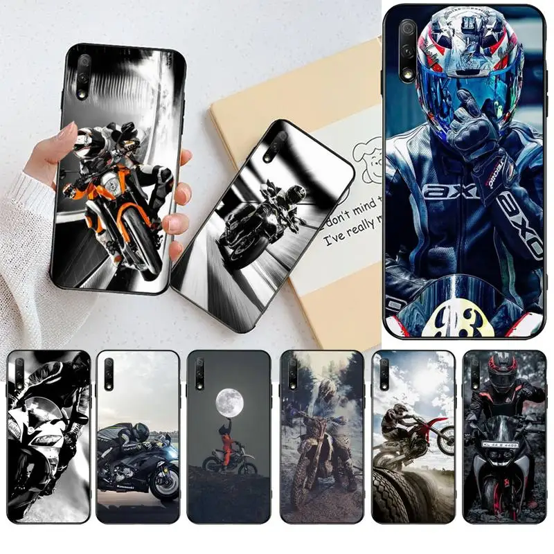 

HPCHCJHM Moto Cross Motorcycle Sports Bling Cute Phone Case For Huawei Nova 6se 7 7pro 7se honor 7A 8A 7C Prime2019