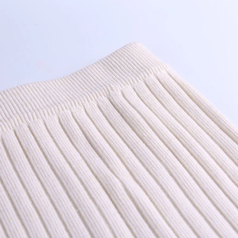 Сексуальная однотонная трикотажная облегающая юбка с разрезом сбоку