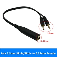 6 35mm female to 3 5mm 3 pole male3 5mm 4 pole male splitter stereo cord cable 0 25m