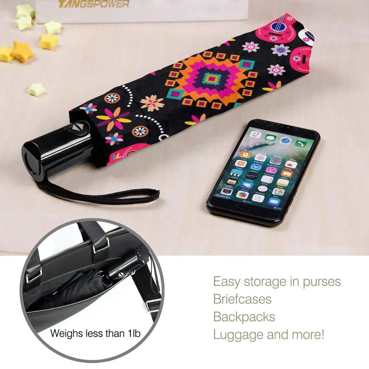 

Automatic Umbrella Mexican Sugar Skulls And Flowers three-fold umbrella women men rain umbrella