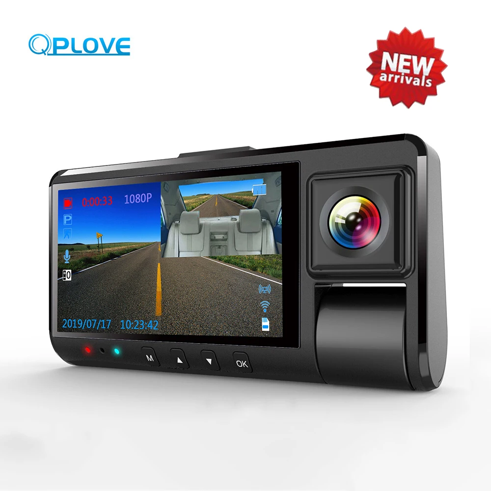QPLOVE 1080P Двойная камера Автомобильный видеорегистратор MSTAR центральный процессор и sony сенсор с WDR с функцией ночного видения WiFi g-сенсор Многофункциональный монитор - Название цвета: dual 1080p camera
