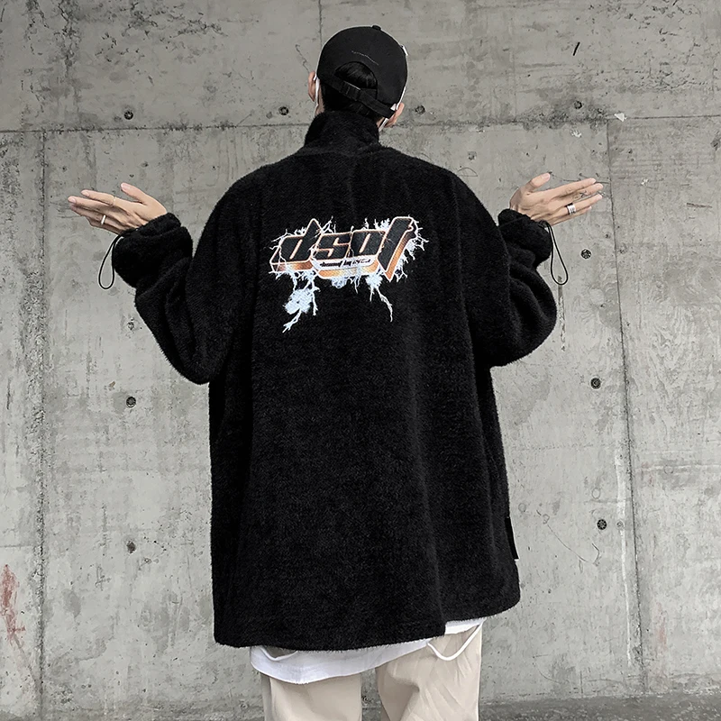 

Хипстерский мужской свитер с высоким воротником и надписью, джемпер в стиле Харадзюку, Повседневная Свободная уличная одежда в стиле хип-хо...