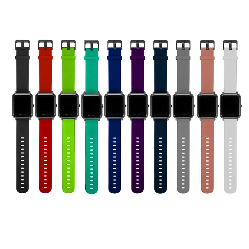 

For amazfit bip strap Protector case Film 20mm Silicone Replacement Watchband For Xiaomi Huami Amazfit Bip Bit youth watch