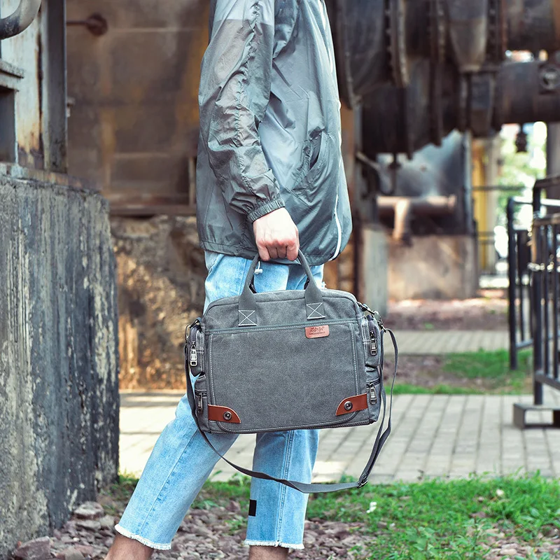 Холщовая Сумка мужская деловая сумка для ноутбука многофункциональная