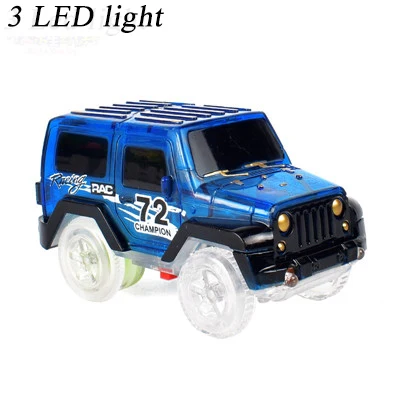 3 LED Blue Светодиодный автомобиль с 5 мигающими огнями пластиковая гоночная электроника для детей гоночная светится трек DIY Головоломка американские горки Игрушки - Цвет: 3 LED Blue
