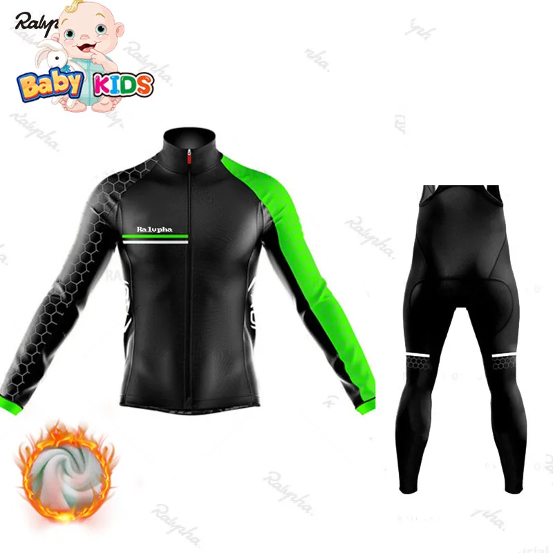 kids winter clothing ORBEAING/ г. Зимние флисовые Детские комплекты для велоспорта для мальчиков и девочек с длинными рукавами, костюм из Джерси для велоспорта, Ropa Ciclismo, MTB, велосипедная форма, комплект одежды - Цвет: kids winter clothing