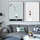 Абстрактный постер в скандинавском стиле плавание вино бокал Картина на холсте настенные художественные картины для гостиной современные декоративные картины на стену