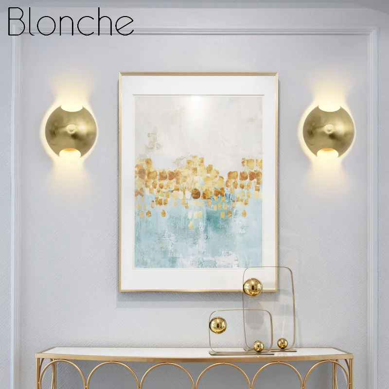 

Blonche Modern Wall Lamp Gold Metal Led Wall Lights for Living Room Corridor Kitchen Decor Luminaire Iron Art Round Fixtures