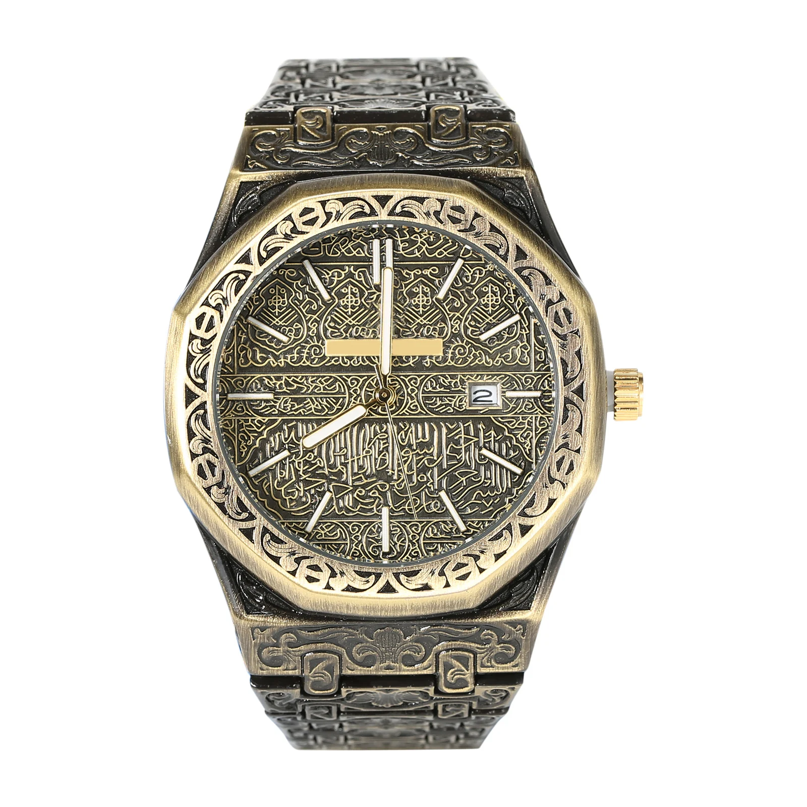 

Hot Mecca Edition Vintage Carved Watch Luxury Islamic Wrist Watch for Men Business FQ-ing