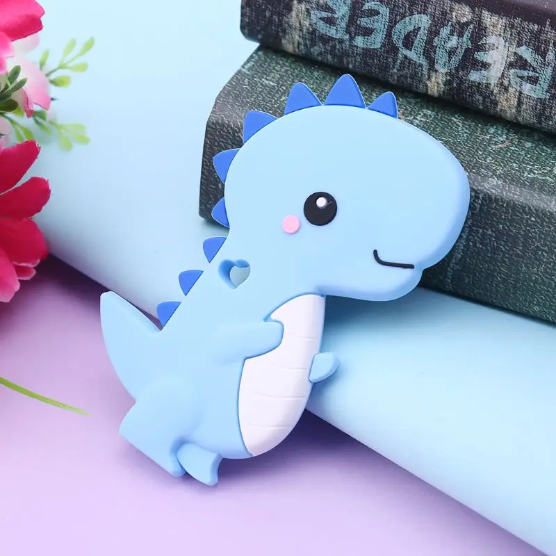 

Baby Silicone Teether Newborn Soother Chewable Teething Toy Cartoon Dinosaur Shaped Safety Soft Kids Toys
