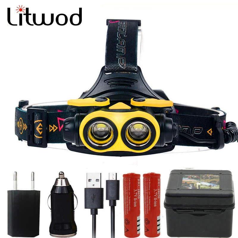 Litwod z307305A 8000LM светодиодный налобный фонарь XM L2 U3 4 режима перезаряжаемый головной