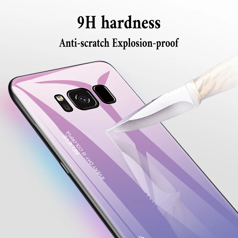 Роскошный градиентный чехол из закаленного стекла для samsung s10 s8 s9 Plus Note 10 Pro 9 8