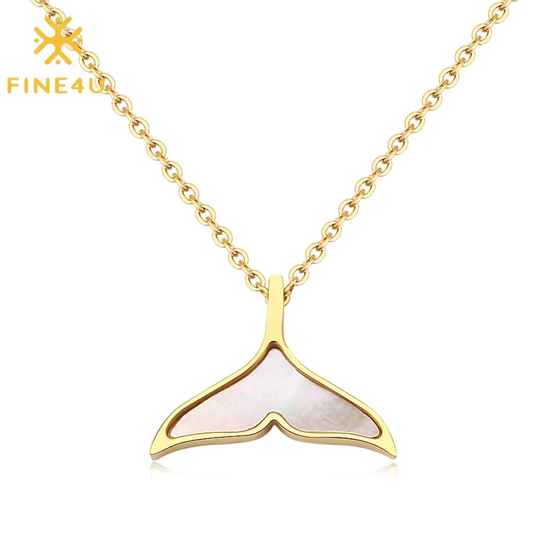 Ожерелье с подвеской в виде рыбки и хвоста из нержавеющей стали