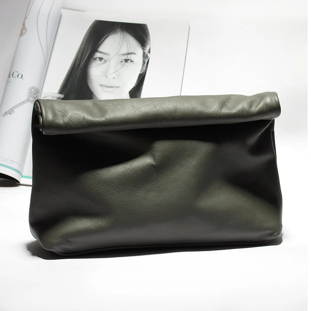 Женская сумка из натуральной кожи Мягкий Складной дневной клатч кошелек конверт