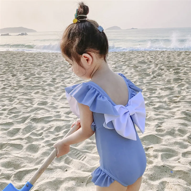 

2020 New Arrival Toddler Baby Girl Swimwear 2-12 Years Children Big Bow Swimsuit Bathing Suit Kids Beach Clothes