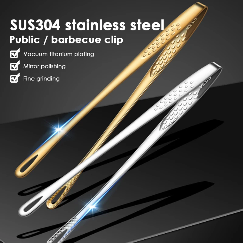 

1Pcs Stainless Steel Food Tongs Long Handle Non-Slip Korea Barbecue Tongs Steak Tongs BBQ Kitchen Cooking Tools Accessories