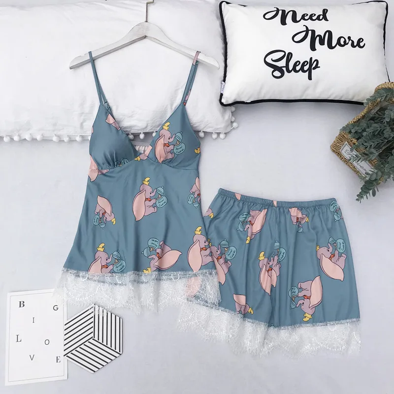 Женская пижама Сексуальный Атласный пижамный комплект белая кружевная Пижама с v