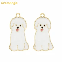 4pcs 1428mm enamel dog charm for jewelry making and crafting fashion earring pendant necklace bracelet gold alloy charm gifts