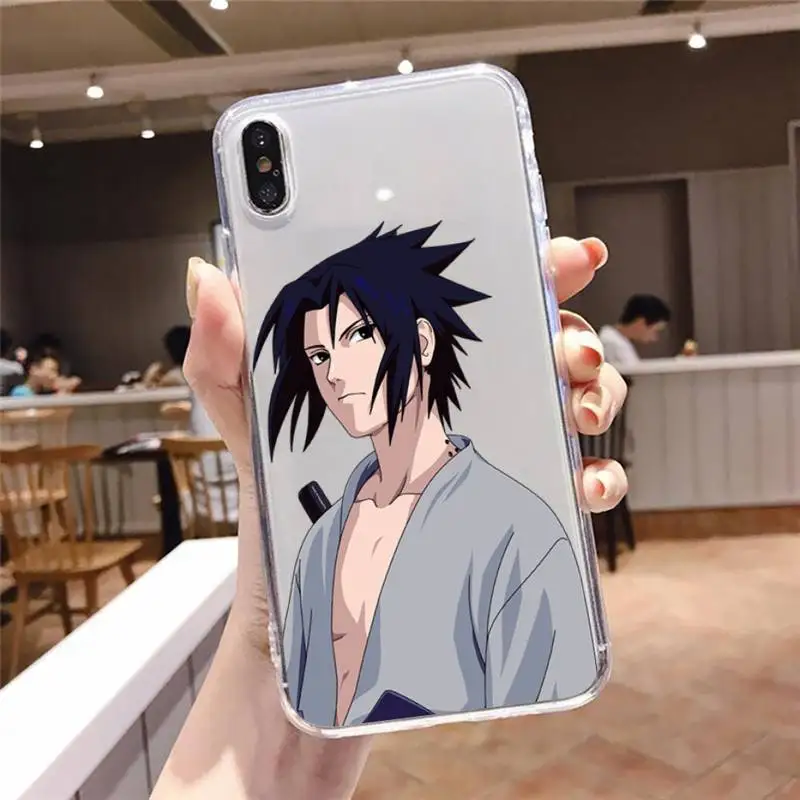 

Anime Naruto Uchiha Sasuke Phone Case Transparent soft For iphone 5 5s 5c se 6 6s 7 8 11 12 plus mini x xs xr pro max