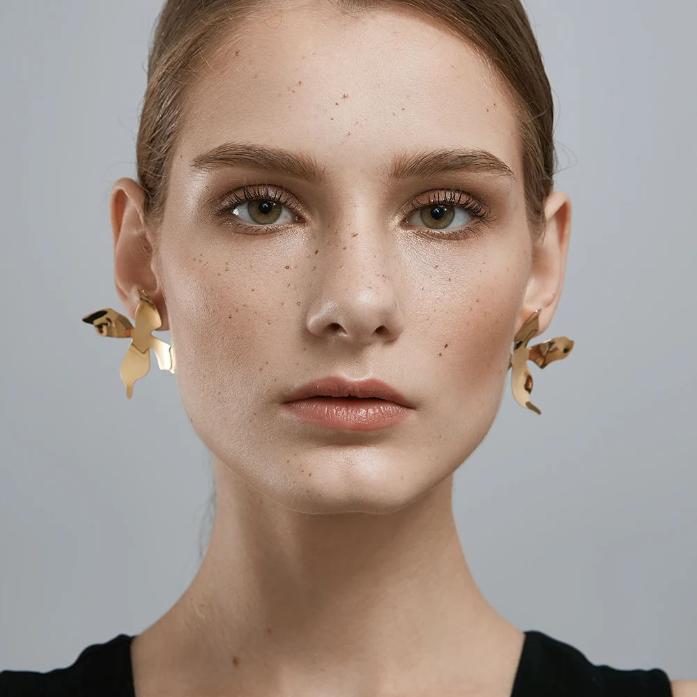 Женские серьги гвоздики из нержавеющей стали золотого цвета|Серьги-гвоздики| |