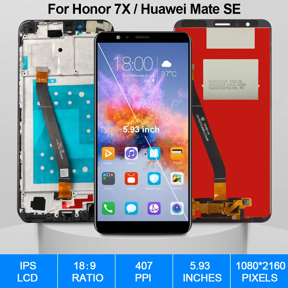 Pantalla Original para Huawei Honor 7X, Digitalizador de pantalla t&aacute;ctil de pantalla LCD para Huawei Mate SE, piezas de repuesto, BND-AL10 BND-TL10-1