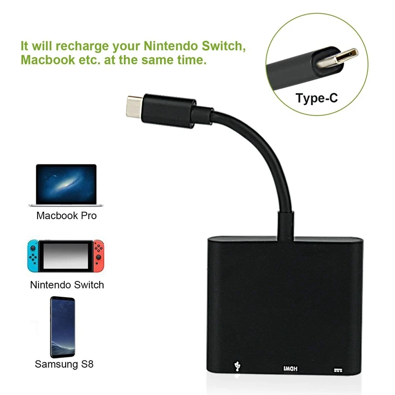 HDMI USB C концентратор адаптер для Nintendo Switch 1080P Тип к конвертер док-кабель |